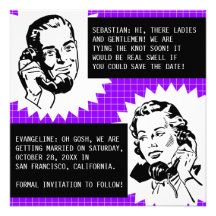 Retro Gossip Couple Save the Date Cards