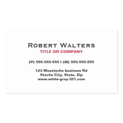 Retro gray red stripes black handlebar mustache business card template (back side)