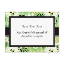 Retro Green Brown Yellow Save The Date Postcards