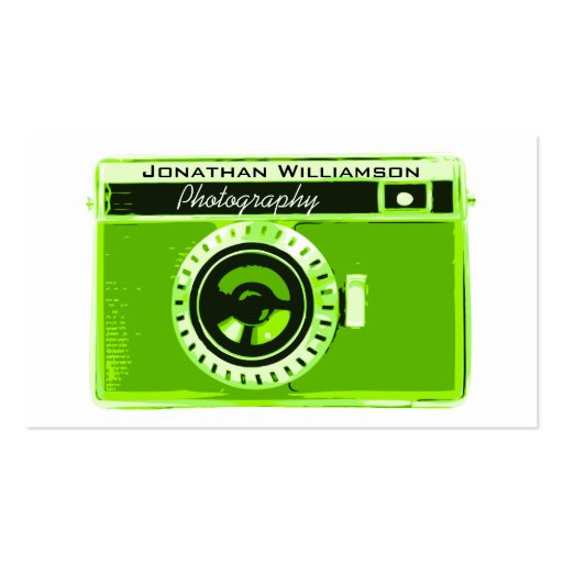 Retro Green Camera Photography Business Cards (front side)
