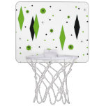 Retro Green Diamonds & Starbursts Basketball Goal Mini Basketball Hoops