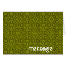 Retro Green Flowers Message Card