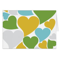 Retro Green Hearts Card