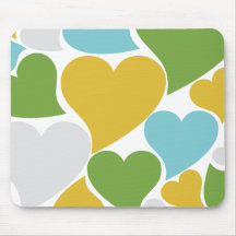 Retro Green Hearts Mouse Pad