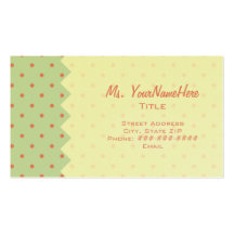 Retro Green & Melon Polka Dot Business Card