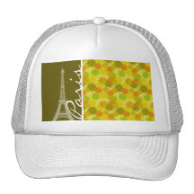 Retro Green & Orange Eiffel Tower Trucker Hats