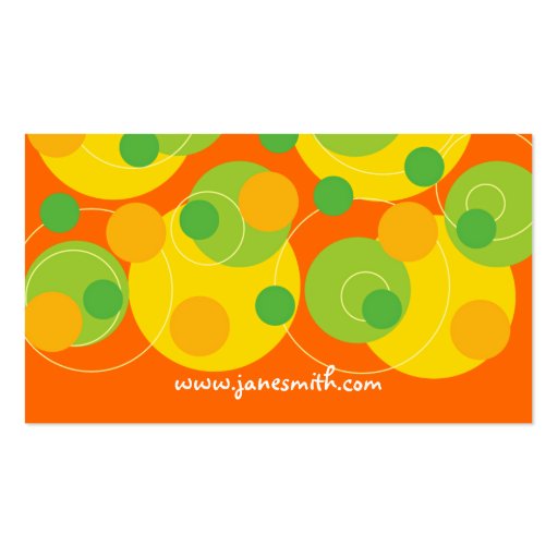 Retro Green Polka Dots Pattern Modern Fun Colorful Business Cards (back side)