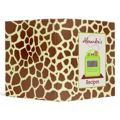 Retro Green Stove & Giraffe Print Recipe Binder