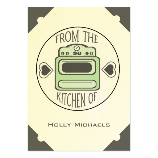 Retro Green Stove Recipe Cards (Set of 100) Business Card Templates (front side)