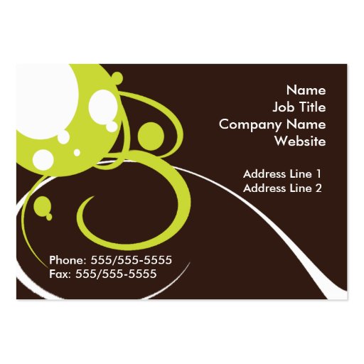 Retro Green White Business Card (front side)