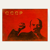 Retro Greeting Card with Vintage Lenin USSR Print cards