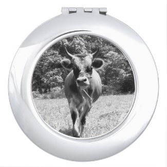Retro Grey Bull Photo Compact Mirrors