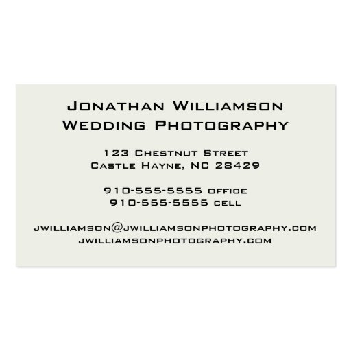Retro Grey Camera Photography Business Cards (back side)