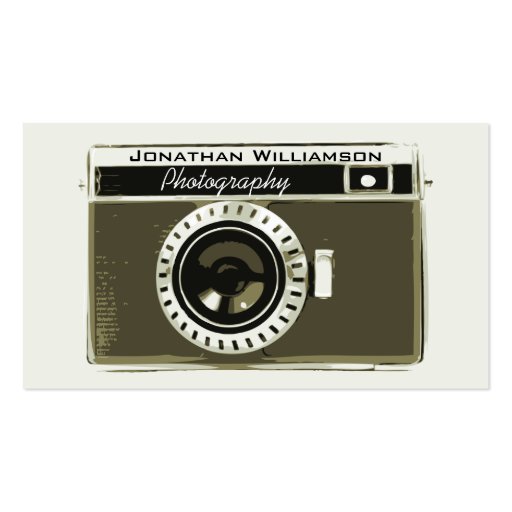 Retro Grey Camera Photography Business Cards (front side)