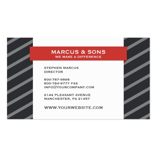 Retro Grey Red Banner Business Card (front side)