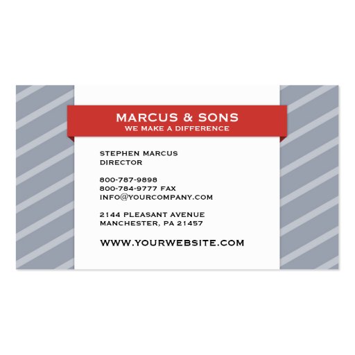 Retro Grey Red Banner Business Card