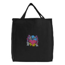 retro groove heart wave canvas bag