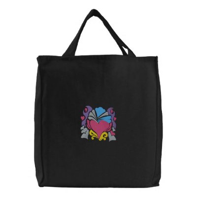 retro groove heart wave canvas bag by silly_strings