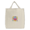 retro groove heart wave embroidered tote bag embroidered bags