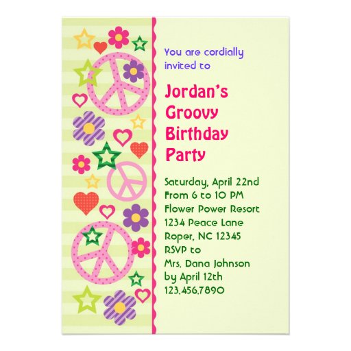 Retro Groovy Birthday Party Invitation 5 X 7 Invitation Card Zazzle 