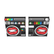 retro growl lips ghetto blaster boom box wrappedcanvas