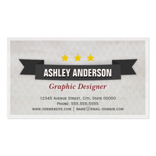 Retro Grunge Black and White Business Cards (front side)