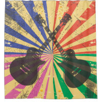 Retro Grunge Guitars on starburst background