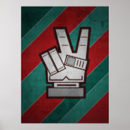 Retro Grunge Peace Hand Sign Poster print