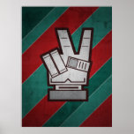 Retro Grunge Peace Hand Sign Poster