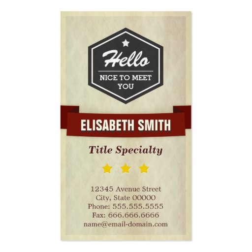 Retro Grunge Style - Say Hello Business Cards (front side)