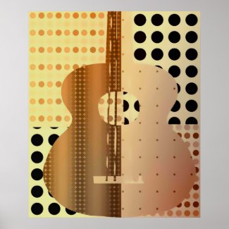 retro guitar print