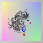 Retro Hair Fashion Design Psychedelic Poster