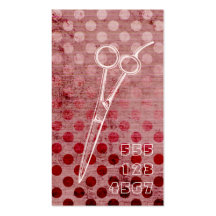 retro hair stylist grunge pink mod circles red business cards