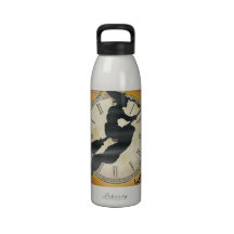 Retro Halloween Witch on a Broom Reusable Water Bottle