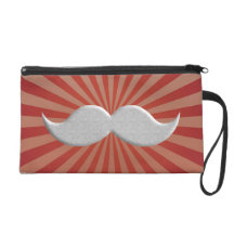 Retro Handlebar Mustache on 60s Background Wristlet Clutches