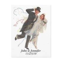 Retro Happy Elated Wedding Couple Gifts Post Card