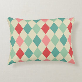 Retro Harlequin Pattern Geometric Accent Pillow
