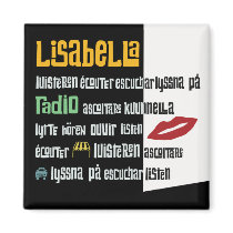retro hip metropolitan European languages Fridge Magnets