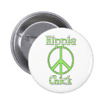 Retro Hippie Chick Polka Dots and Stripes Peace Pinback Buttons