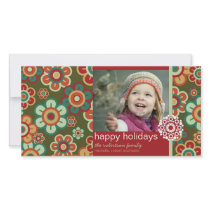 Retro Holiday Blooms Family Greeting Photo Card photo cards by fatfatin_mini_me Retro Holiday Blooms Family Greeting Photo Card photo cards