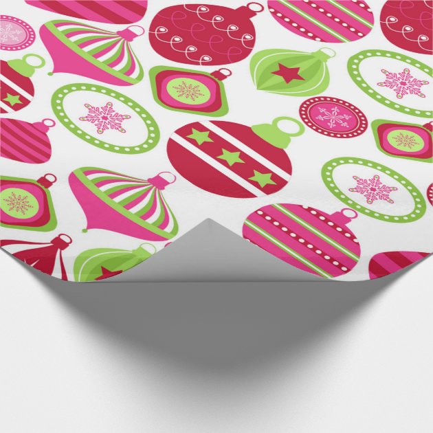 Retro Holiday Ornaments Christmas Pattern Wrapping Paper-3