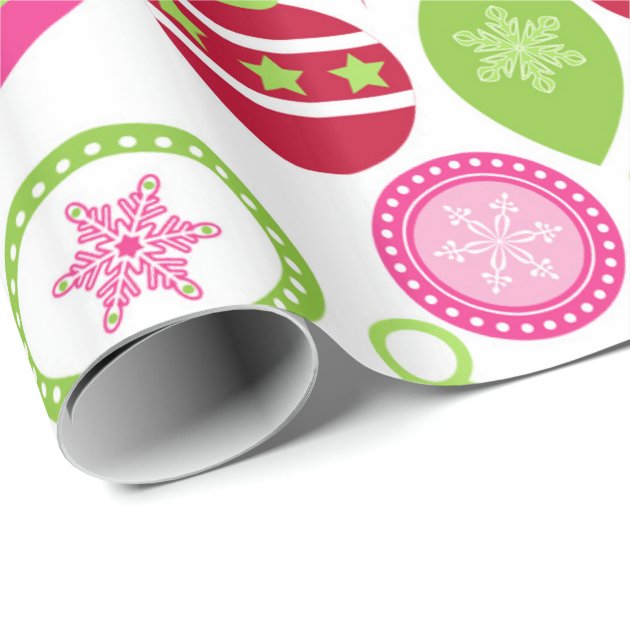 Retro Holiday Ornaments Christmas Pattern Wrapping Paper 3/4