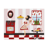Retro Home Cooking Recipe postcard