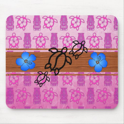 Retro Honu Surfboard Mouse Pad