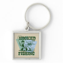 Retro Hooked On Fishing Keychain