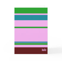 Retro Horizontal Stripes - hello - Blank Note Card