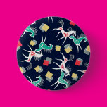 Retro Horses on Blue Pinback Button