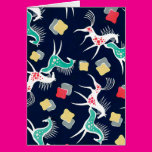 Retro Horses on Blue Greeting Card