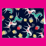 Retro Horses on Blue Greeting Card