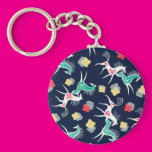 Retro Horses on Blue Keychain